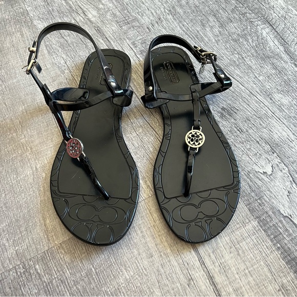 Black Coach "Pansy" Sandals Size 8 - Picture 2 of 9